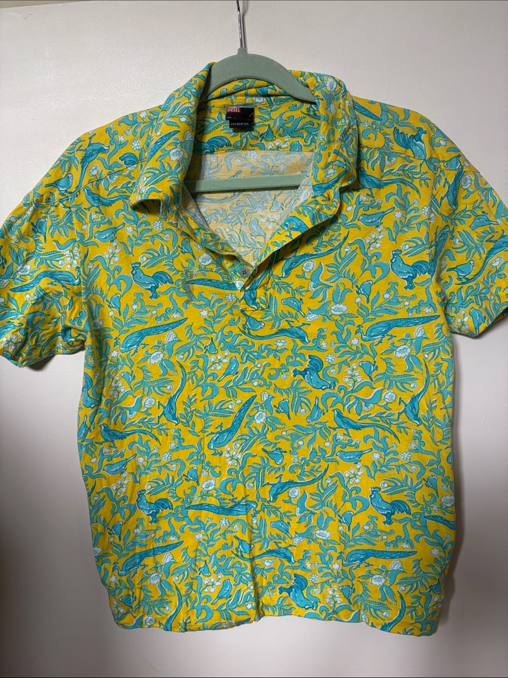 Diesel Yellow & Aqua Floral Short-Sleeve Shirt